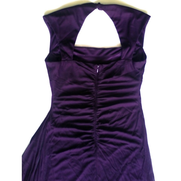 Embellished Purple Ruched Chiffon Empire Wrap Prom Gown Dress R&M Richards Sz 12 - Picture 6 of 8